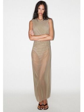 NWT ZARA TULLE MIDI BODYCON DRESS